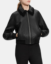 Theory Women's Shearling Bomber Jacket - Black S