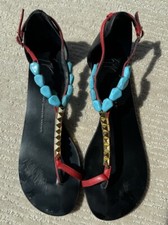 Giuseppe Zanotti Flat Sandals With Beads And Studs - Size 40.5
