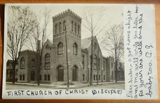 First Church of Christ (Disciple) Elmira NY pmk 1907 real photo postcard rppc
