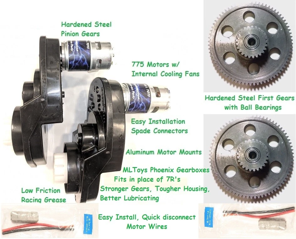 MLToys Stage IV 775 Motors & Gearboxes for Power Wheels Dune Racers