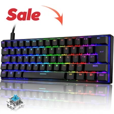 60% Wired 61 Keys UK Layout Mini Mechanical Gaming Keyboard Rainbow RGB Backlit