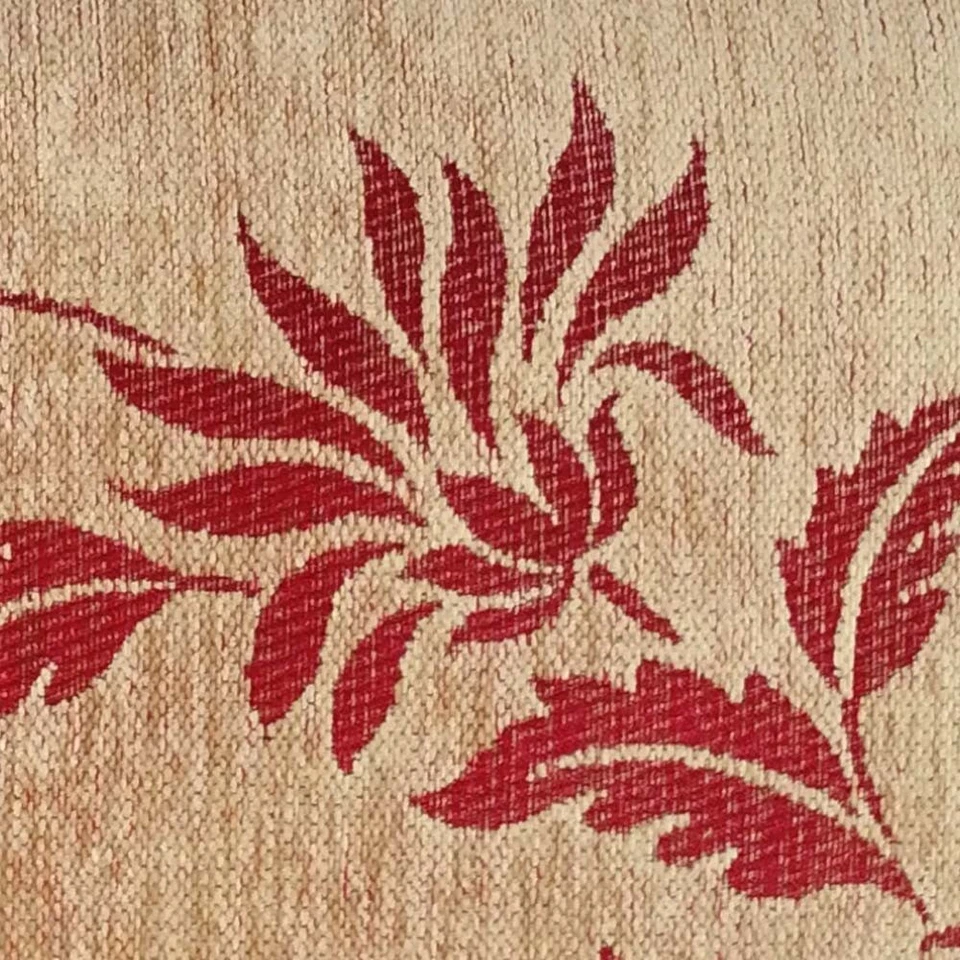 Funda de almohada chenilla beige floral (flor de mamá roja claret) 22"x30" porche terraza Foto 4 de 4