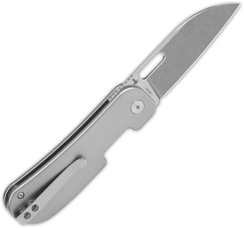 QSP Knife Variant PE Folding Knife 3" 14C28N Steel Blade Silver Titanium Handle - Image 3 of 4