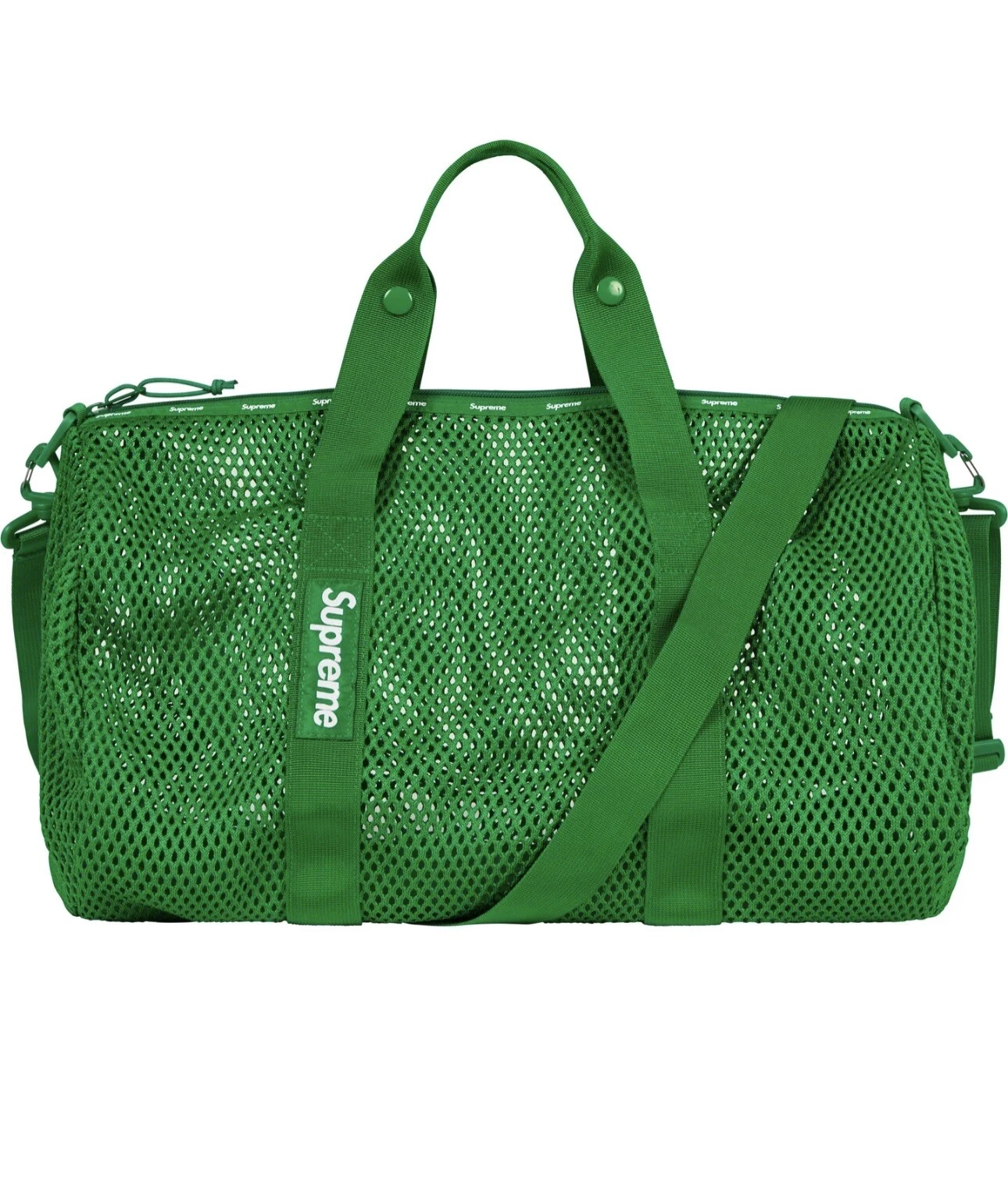 SAC DE SPORT EN MAILLE SUPRÊME VERT OS SS23 SEMAINE 13 (100 % AUTHENTIQUE) NEUF en main