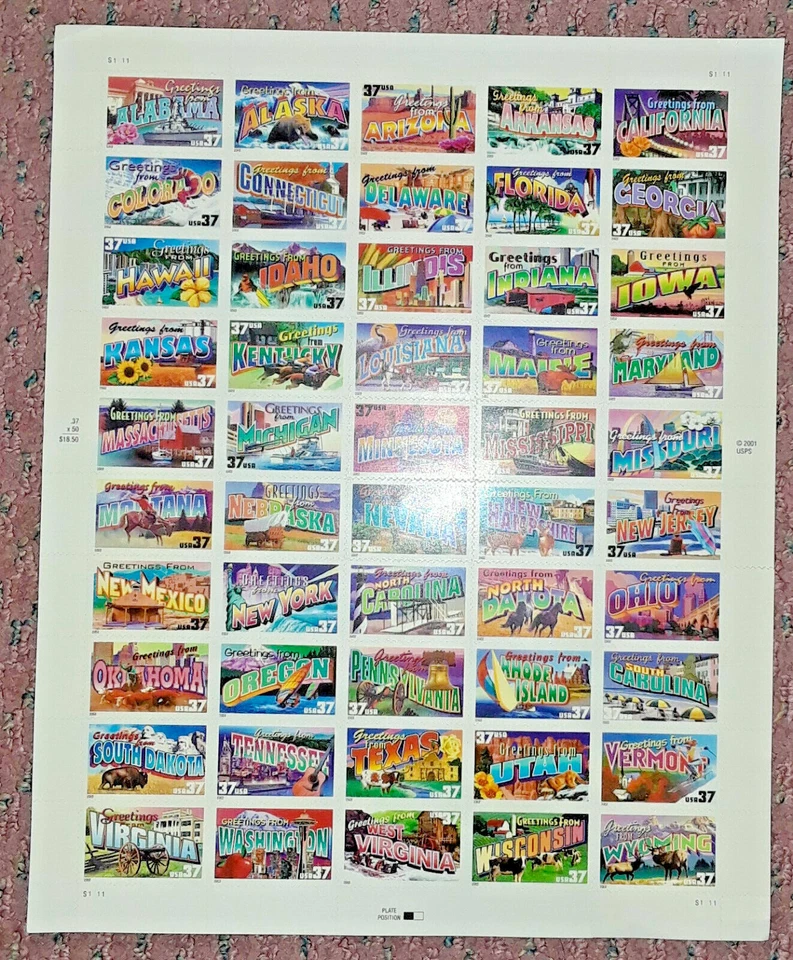 Combo 1 each GREETINGS FROM AMERICA 34¢ & 37¢ & WONDERS OF AMERICA 39¢ US Stamps - Image 4 of 4