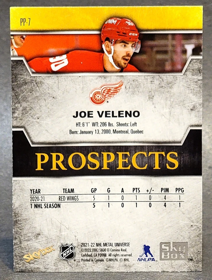 2021-22 Metal Universe Skybox Premium Prospects Sapphire #PP-7 Joe Veleno - Image 2 of 2