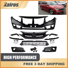 New Complete Front Bumper Cover Kit W/ Fog Light For 2019-2021 Honda Civic Sedan