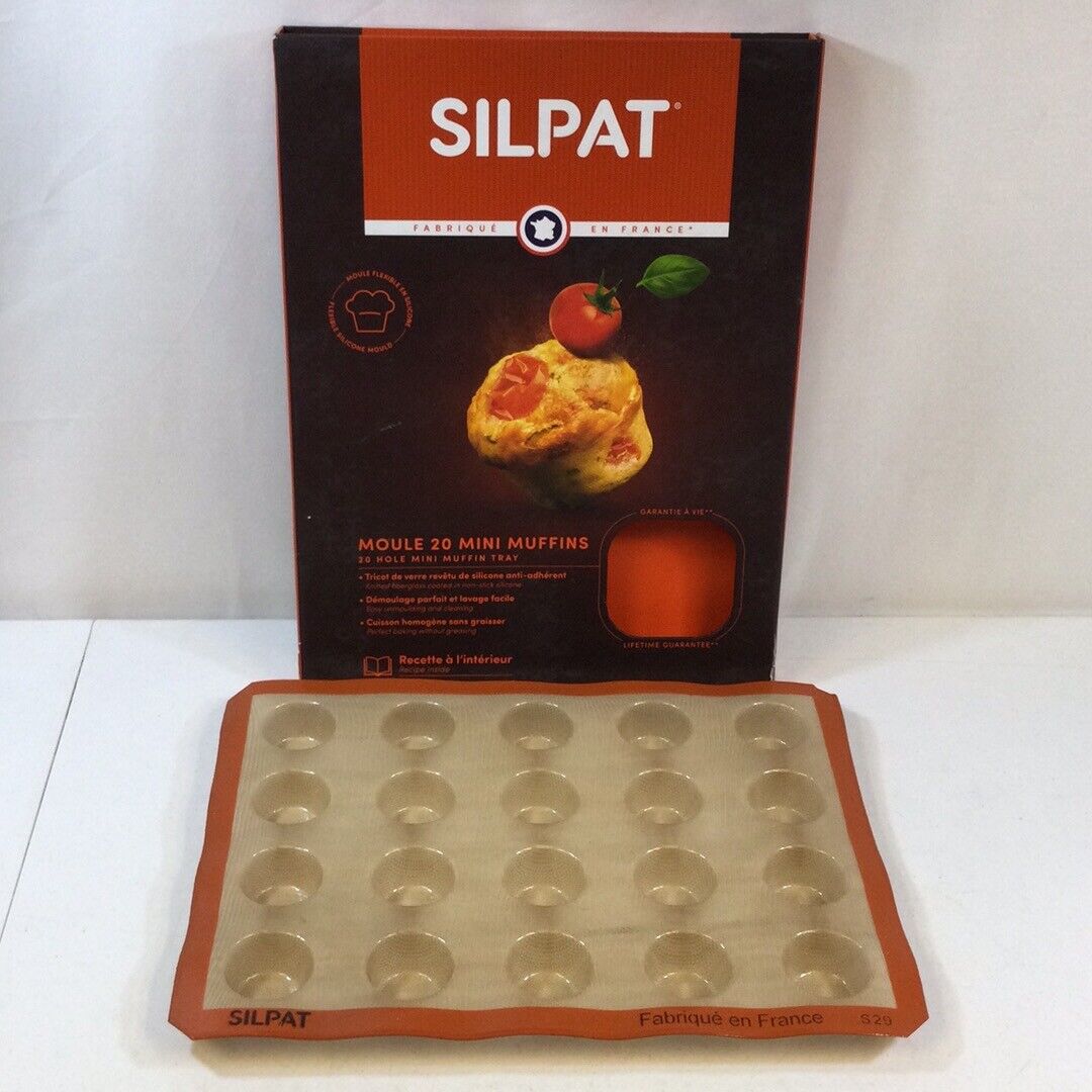 Silpat Moule Tan Silicone Coated Easy Cleaning 20 Hole Mini Muffins Tray