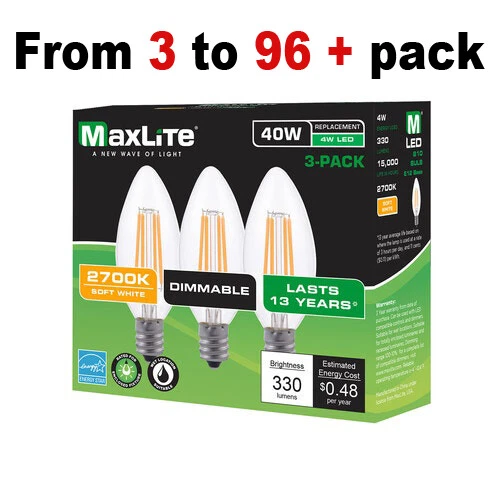 Wholesale Lot 3 - 96 pack LED Light Bulbs 40W Equivalent E12 Candelabra Dimmable - Picture 1 of 19