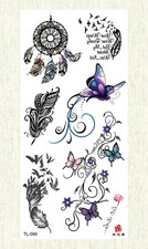 summer tribal dream catcher feather butterfly temporary tattoo
