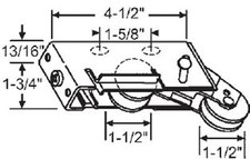 Rodillo de puerta corredera STB ruedas de acero tándem de 1-1/2" de diámetro 13/16" carcasa ancha