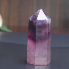 Purple Fluorite crystal Hexagonal point Column Healing quartz Reiki Stone
