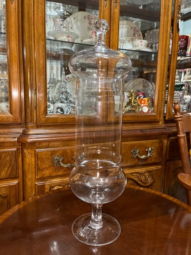 XLarge 21.75" Lidded Footed Apothecary / Legume Jar Hand Blown Italian Art Glass - Picture 13 of 19