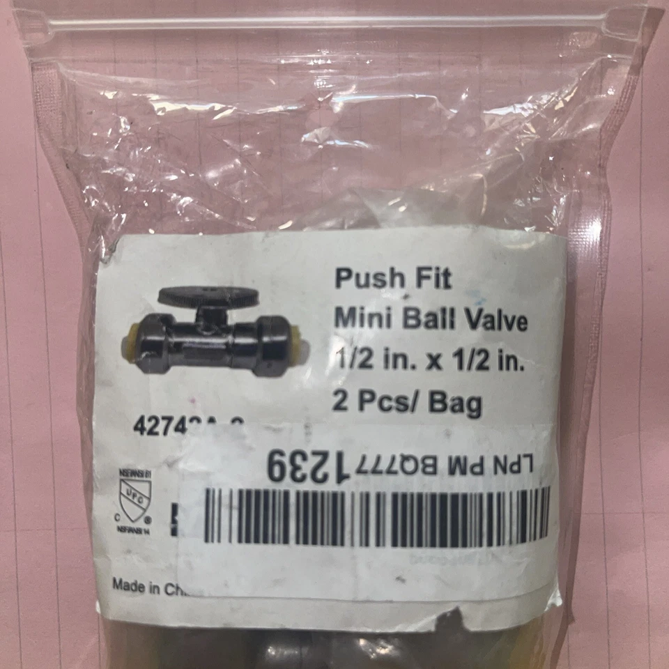 42742a Push Fit Mini Ball Valve 1/2”x1/2” 2 Pc Bag - Image 2 of 3