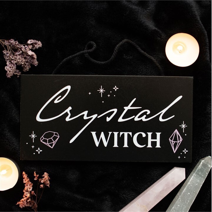 Crystal Witch Novelty Wall Hanging Sign. Witchcraft Hanging Sign Decoration.