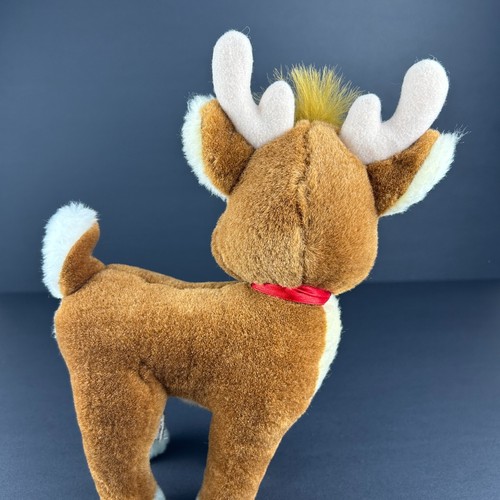 Vintage Rudolph the Red Nosed Reindeer Stuffed Plush 10" Applause Red Bow EUC - Picture 4 of 11