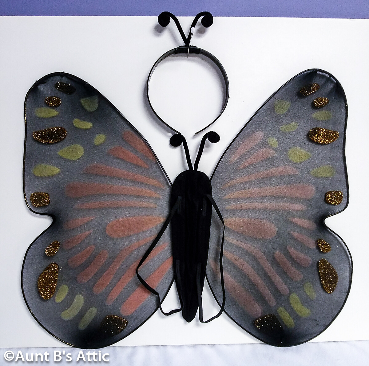 Butterfly Wings Blk & Or Sheer Wired Monarch Butterfly Wings