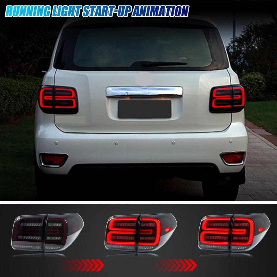 Conjunto de luces traseras LED negras secuenciales para Nissan Armada 2017-2020 Foto 3 de 4