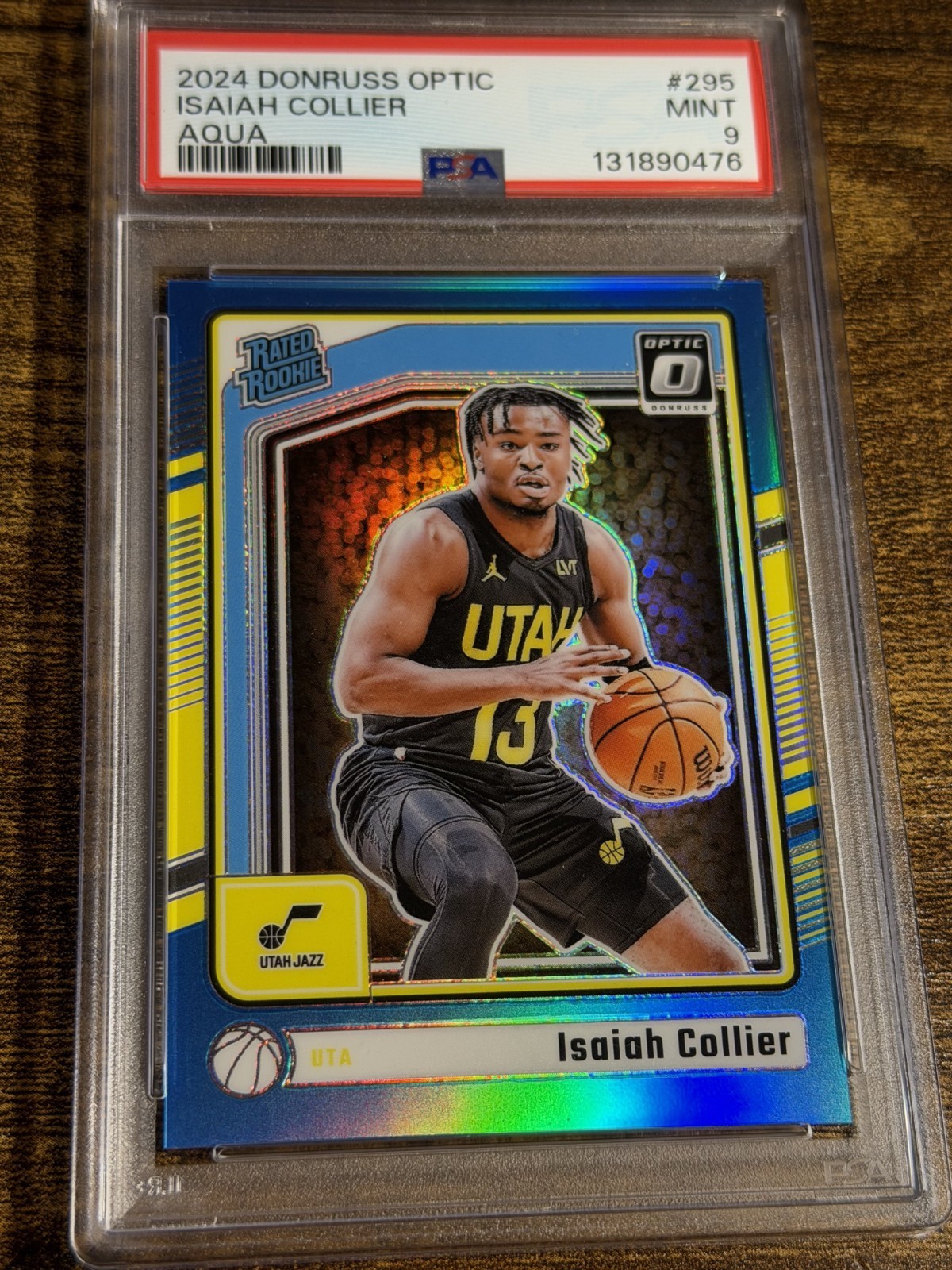 ISAIAH COLLIER 2024 Donruss Optic Rated Rookie #295 Aqua Blue Prizm /225 PSA 9