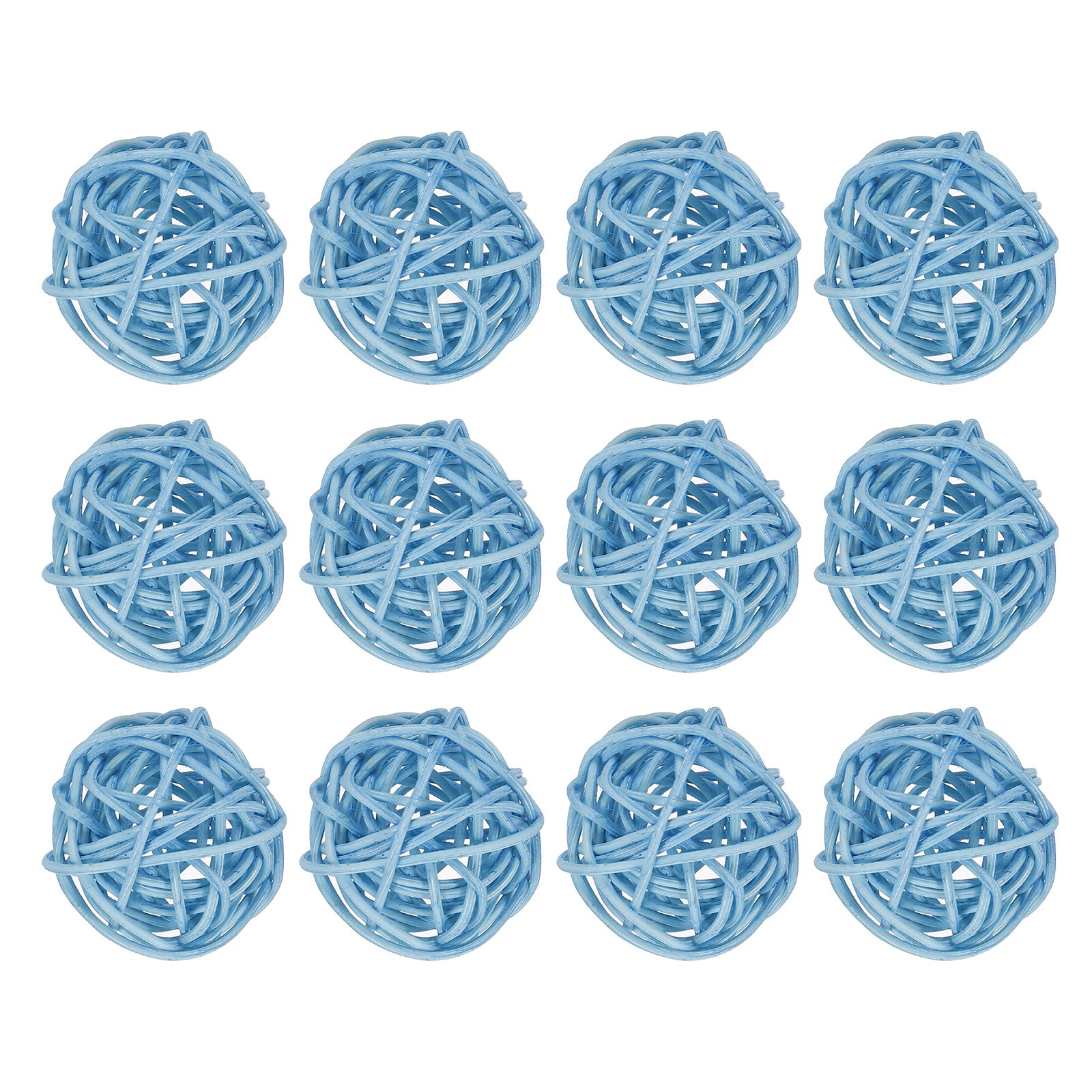 12 Pcs Wicker Rattan Balls 1.2In for Vase Fillers Party Decorative Light Blue