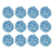 12 Pcs Wicker Rattan Balls 1.2In for Vase Fillers Party Decorative Light Blue