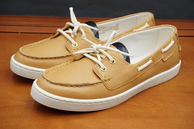 Cole Haan Nantucket Shoes Womens Size 9 Beige Leather Boat Shoe Lace Up Casual