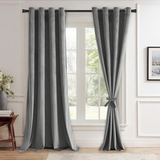 Velvet Curtains 96 inches for Living Room - 52"W x 96"L Pack of 2 Grey