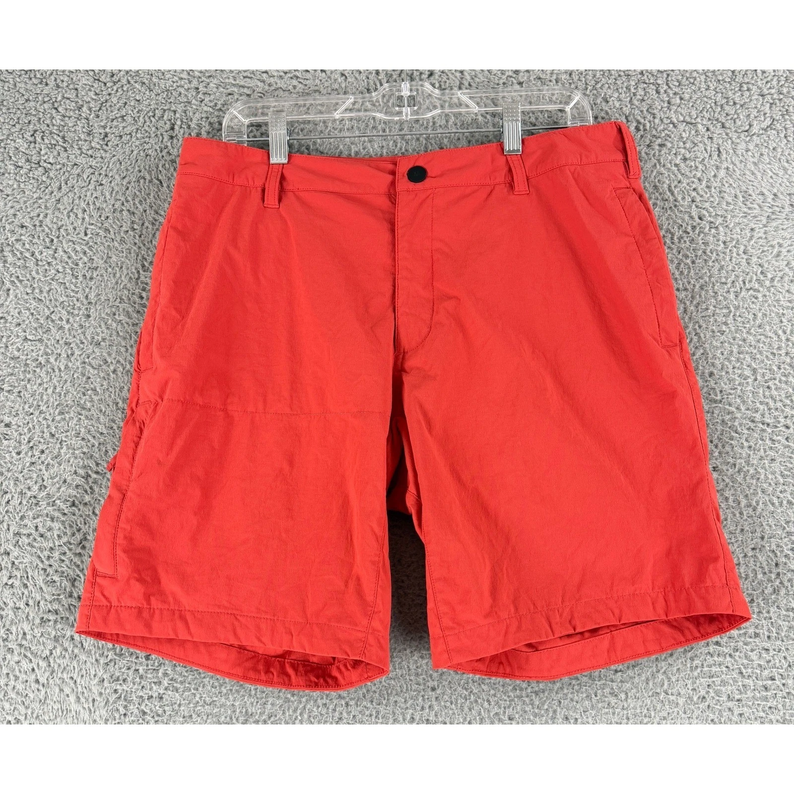 The North Face Hiking Shorts Men's 34 Orange Nylon Stretch Cargo Outdoor Trail
