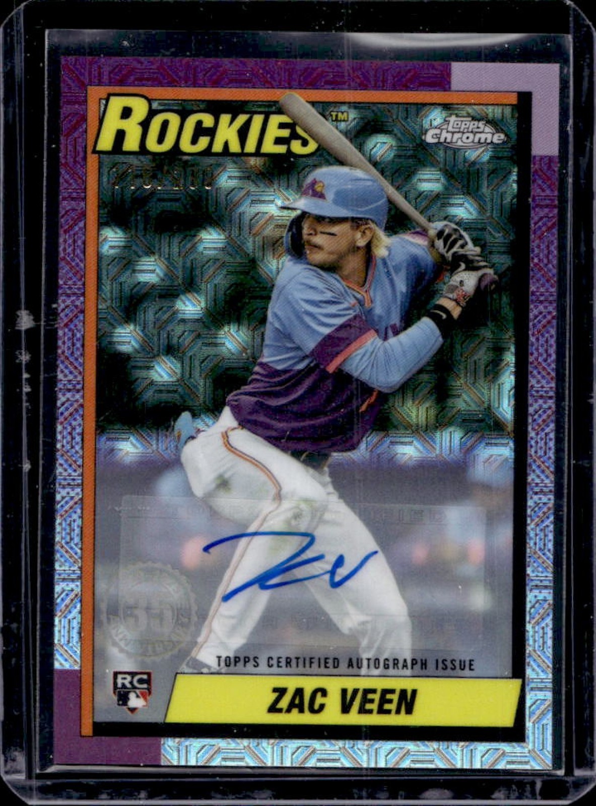 2025 Topps Update Zac Veen Silver Pack 1990 Chrome Auto RC Rookie #/299 Rockies