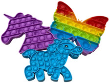 Pop It Fidget Toy Lot of 3 Rainbow Butterfly Unicorn Sensory Silicone Stress Toy