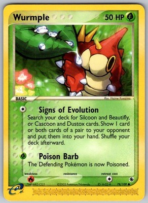 Wurmple 78/109 Common Ruby & Sapphire Pokemon Lightly Played