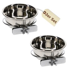 2er Set Edelstahlnapf zum Einhängen Vogel Hunde Kaninchen Katzen Wasser Napf