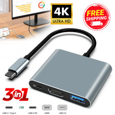 3 in1 Type C to USB-C 4K HDMI USB 3.0 Hub Adapter Cable Lead For MacBook Samsung