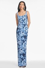 Sachin & Babi Wild Sapphire Roses Lana Sequin Mikado Column Gown Size 0 $995