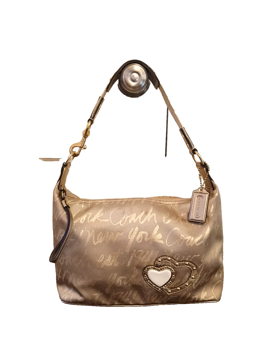Coach Signature Script Lurex Hobo 17472 B4 Gold for sale online | eBay
