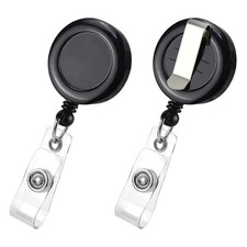 2 Pack Retractable Name Badge Holder Reel with Belt Clip Badge Reel Retractab...