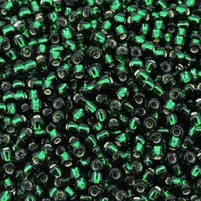 Toho Seed Beads Round Rocaille Size 11/0, 25GM Silver Lined Emerald Green 11-36