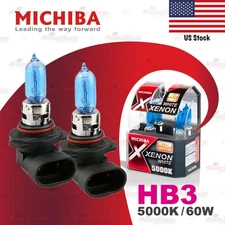 2x HB3 9005 MICHIBA 12V 60W Headlight Halogen Bulbs Lamps 5000K XENON Look WHITE