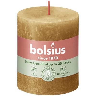 Bolsius Rustik Stumpenkerze 80/68 mm Gewürzbraun  Stumpenkerze