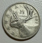 1941 Canada King George VI "MOOSE / Caribou" SILVER Quarter Coin 80% AG: 20% CU