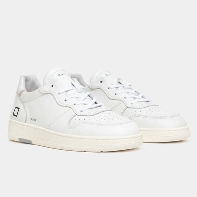 D.A.T.E. Shoe Men's Court Calf White Leather