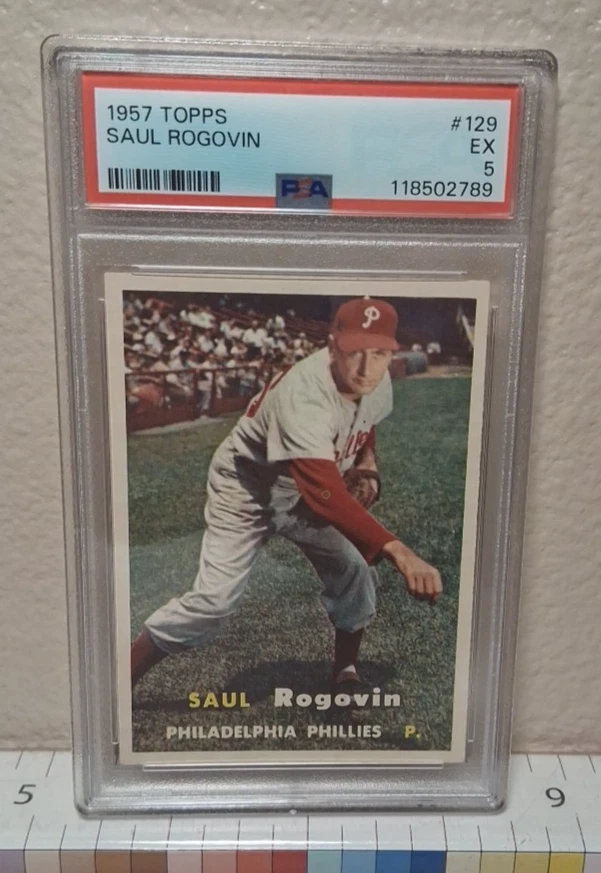 1957 Topps #129 SAUL ROGOVIN Graded PSA 5 Phillies - Image 2 of 4