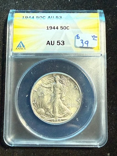1944 WALKING LIBERTY HALF DOLLAR ANACS AU 53 486