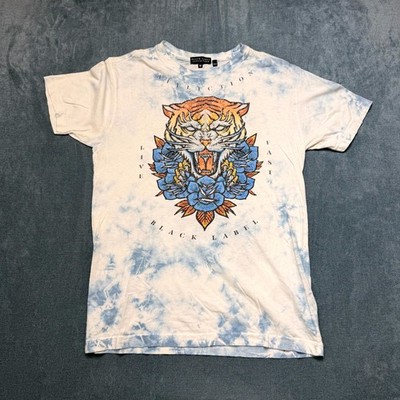 Affliction Black Label Screaming Alchemy T Shirt Mens Medium Blue White Tie Dye