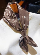 100% Silk men Women 20" small Square Scarf neckerchief Wrap brown coffee SC20-BW