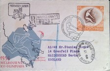 CMI) 1956. POLAND. SPORT. 16TH OLYMPICS. ENVELOPE SENT TO UNITED KINGDOM. XF