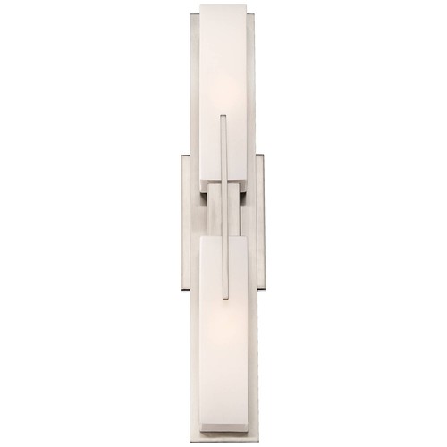 Midtown Modern Wall Light Brushed Nickel Hardwired 23 1/2" Fixture White Glass - Picture 7 of 10