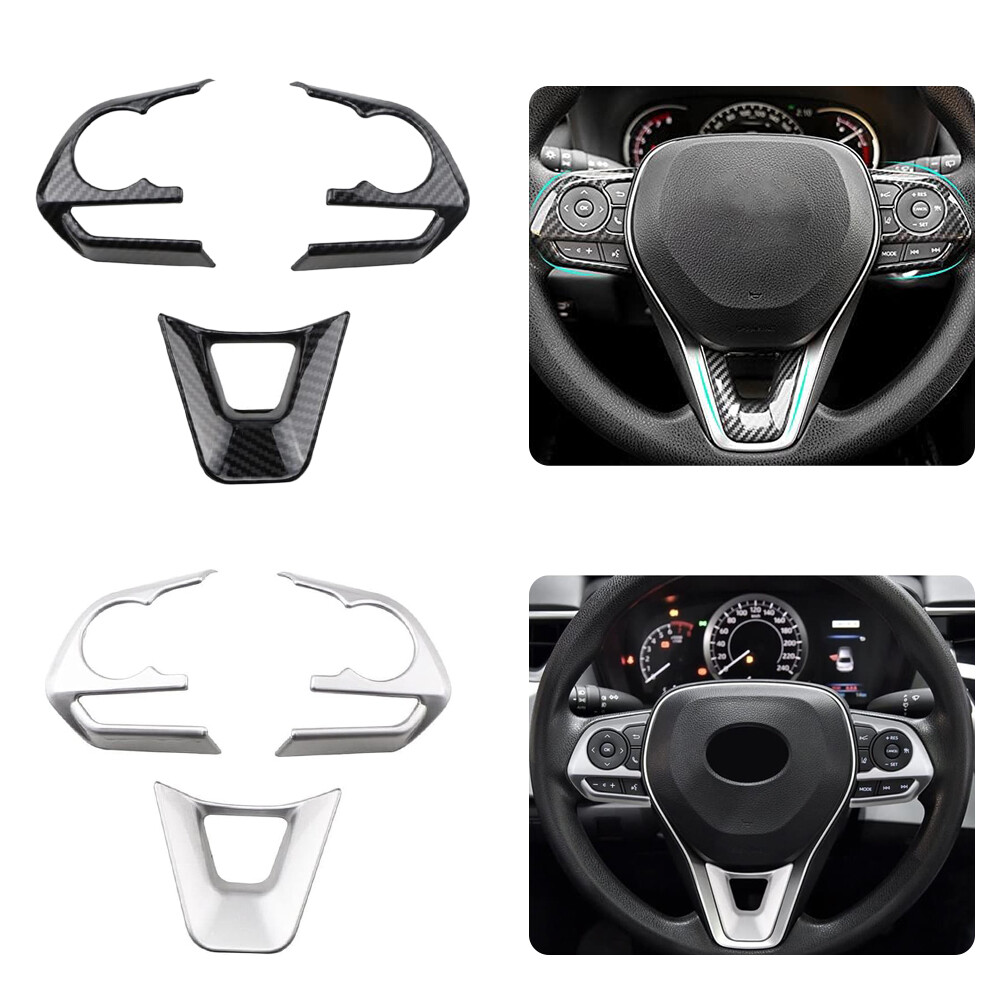 For Toyota RAV4 Corolla Carbon Fiber Steering Wheel Switch Trims Accessories