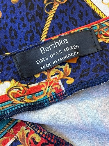 Y2K Bershka Camisole Top Womens Small Blue Scarf Print Regency Chain Classic - Picture 8 of 9