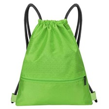Drawstring Backpack Bag, Waterproof Draw String Back Sack with Green, Upgraded
